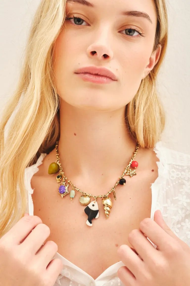 Collar cadena con dijes decorativos y elementos marinos de Rapsodia en Bijouterie para argentina