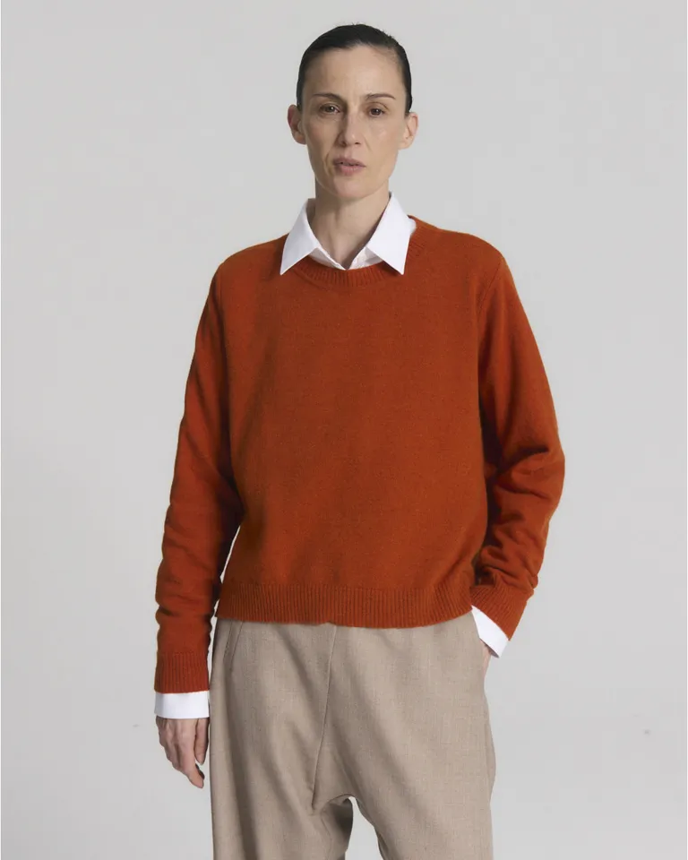 Sweater de tejido liso con cuello redondo y mangas largas para mujer de Blue Sheep en Buzos y Sweaters para argentina