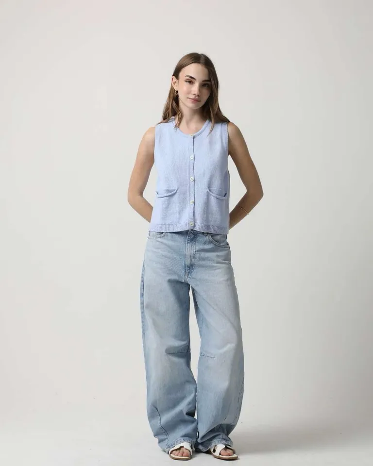 Chaleco tejido de algodón y lycra con cierre y bolsillos para mujer de Hesed en Chalecos para argentina