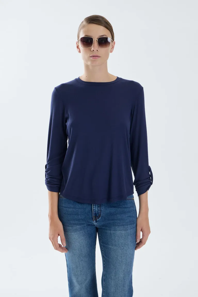 Remera básica de corte regular con mangas largas y detalle de presillas laterales ajustables de Portsaid en Remeras para argentina