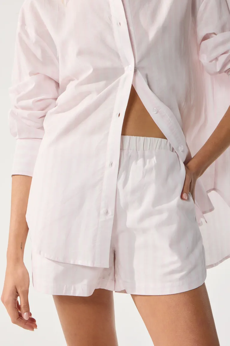 Shorts cortos de algodón rayado con cintura elástica y bolsillos laterales de Cuesta Blanca en Shorts para argentina