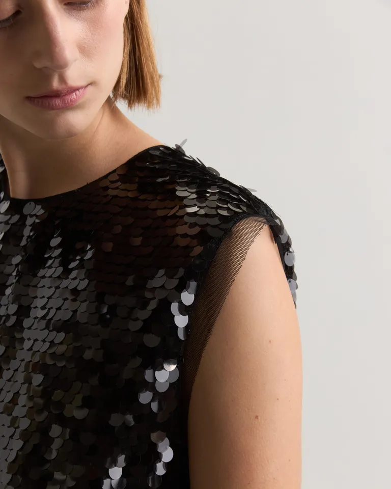 Top de lentejuelas negras de corte regular para mujer de Prüne en Tops para argentina