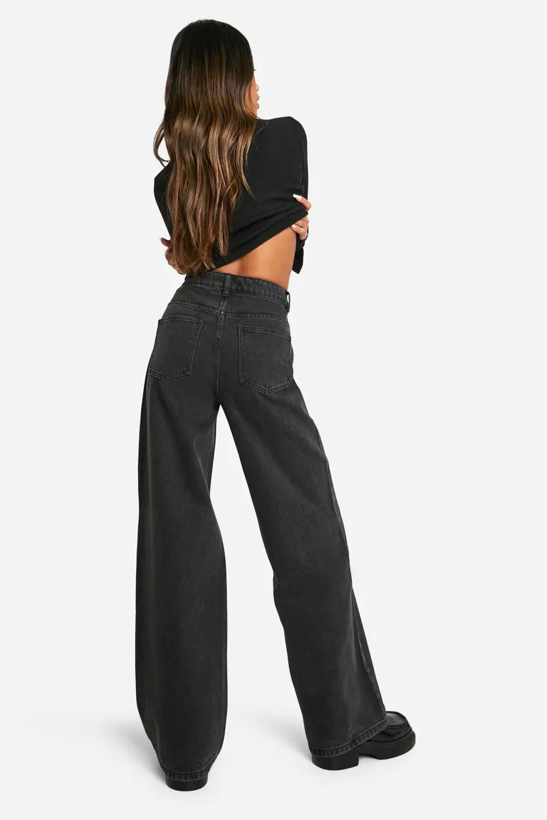Jeans pierna ancha tiro alto de Boohoo en Pantalones para argentina