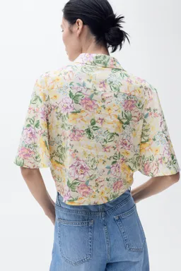 Camisa lino floral con nudo de Mango en Camisas para argentina