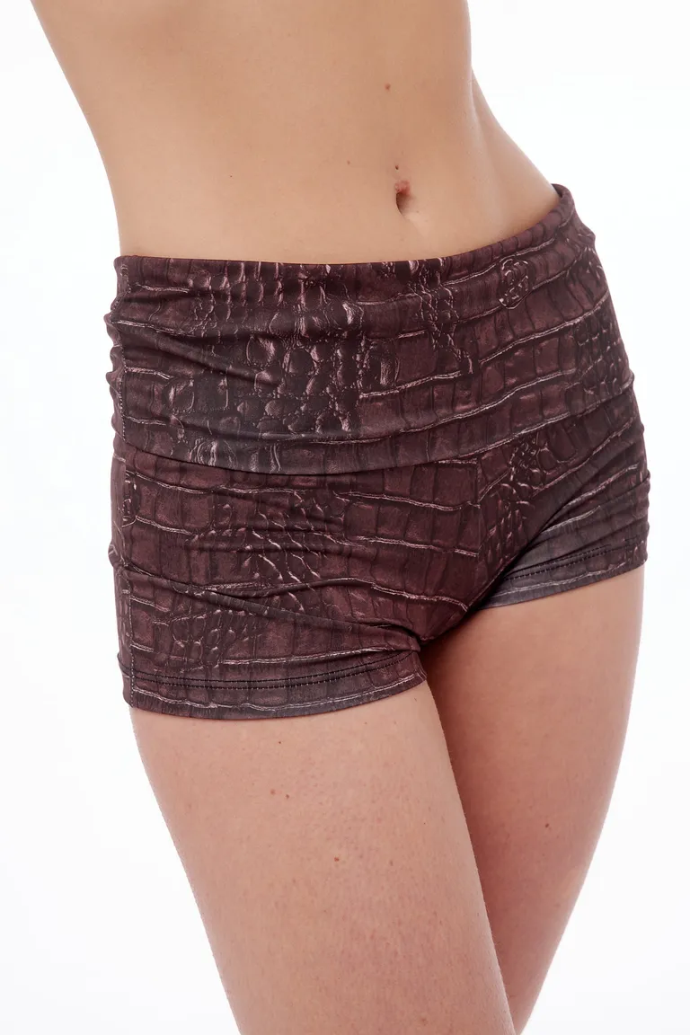 Microshorts marrón de tela elástica con estampado crocco para un look casual y cómodo de Black Mamba en Shorts para argentina