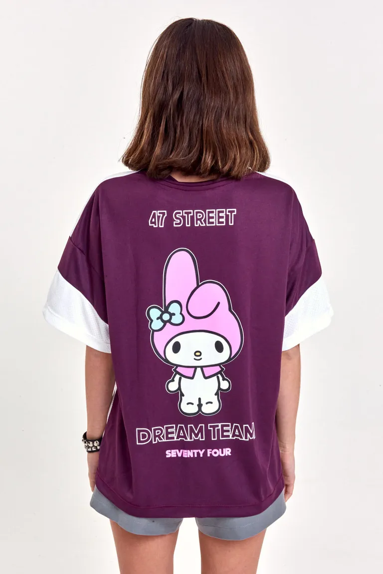 Camiseta oversize de manga corta con estampado de personaje de anime de 47 Street en Remeras para argentina
