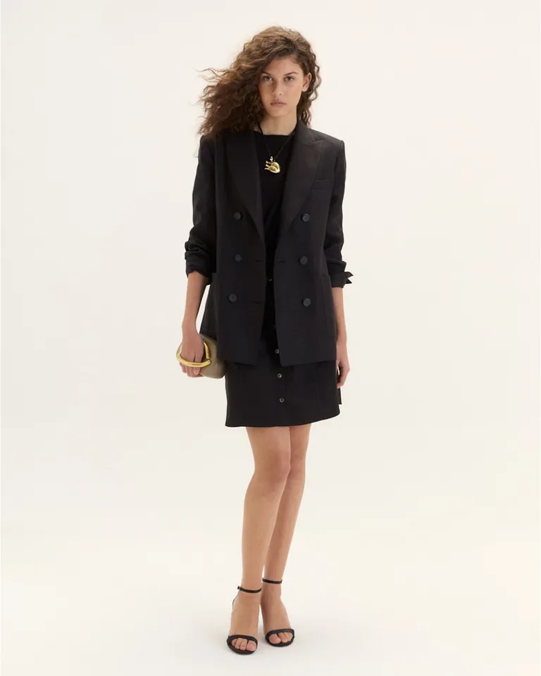 Blazer de lino de línea entallada con doble cruce y bolsillos plaqué de Blue Sheep en Blazers para argentina