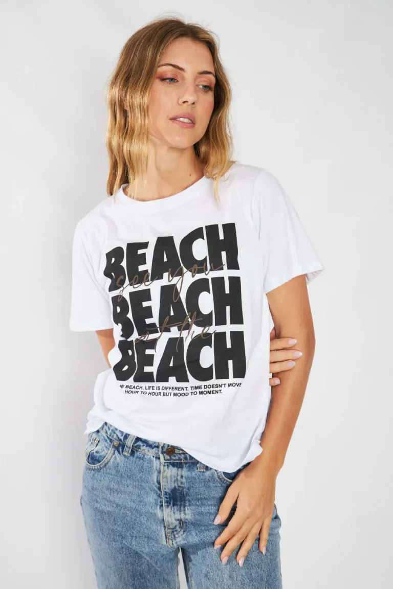 Remera de algodón con estampa 'Beach' para mujer de Belle en Remeras para argentina