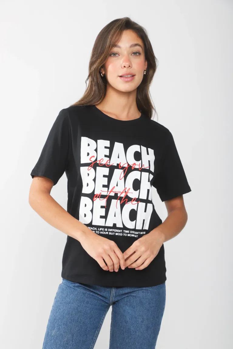 Remera de algodón con estampa 'Beach' para mujer de Belle en Remeras para argentina