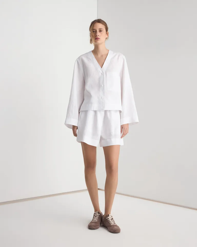 Camisa de lino oversize con cuello en V de Prüne en Camisas para argentina