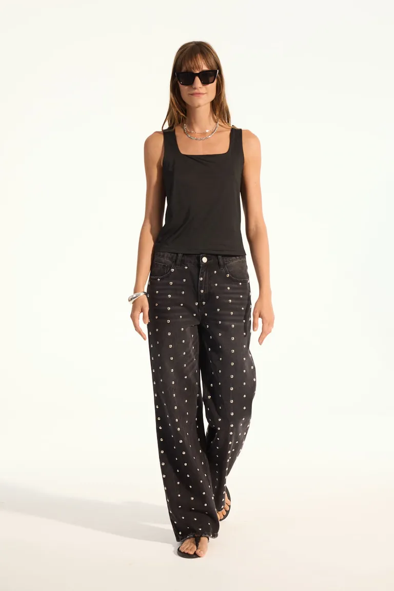 Remera musculosa negra con detalles de diseño de Portsaid en Tops para argentina