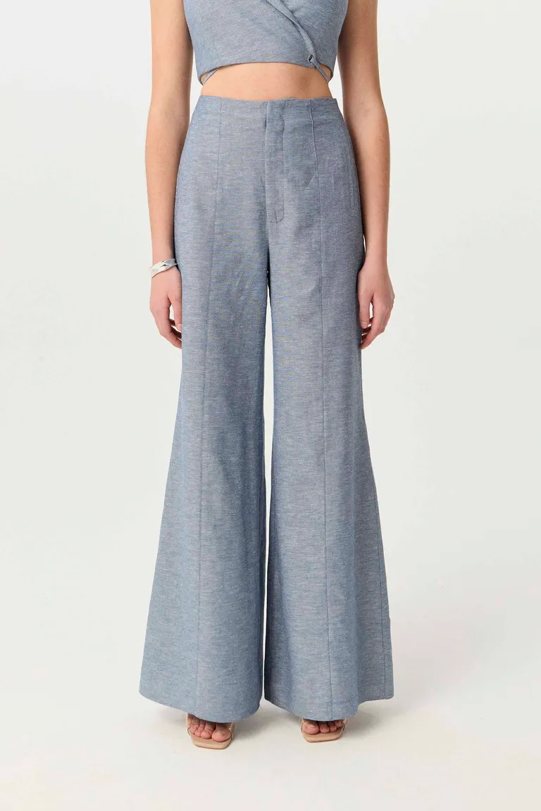 Pantalón de pierna ancha en tono gris con corte recto de Markova en Pantalones para argentina