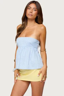 Maddie top babydoll rayas strapless de Edikted en Tops para argentina