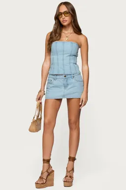 Corset denim strapless camelia de Edikted en Tops para argentina