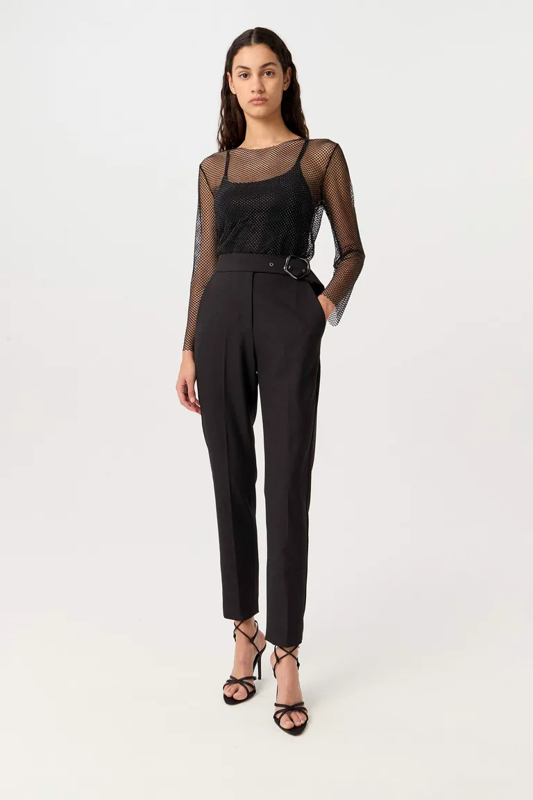 Top de red con strass de corte ajustado y mangas largas de Markova en Tops para argentina