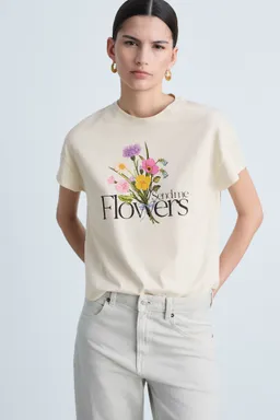 Remera algodón mensaje estampado de Mango en Remeras para argentina