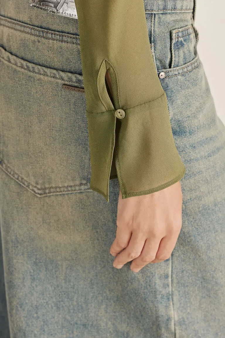 Camisa semi-transparente de gasa con botones personalizados y caída fluida de Tucci en Camisas para argentina