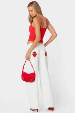 Jeans bolsillo moño frutilla de Edikted en Pantalones para argentina