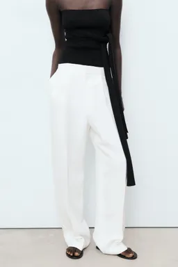 Pantalón lino pinzas de Mango en Pantalones para argentina