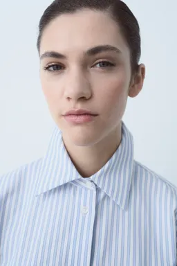 Camisa popelín rayas bordada de Mango en Camisas para argentina