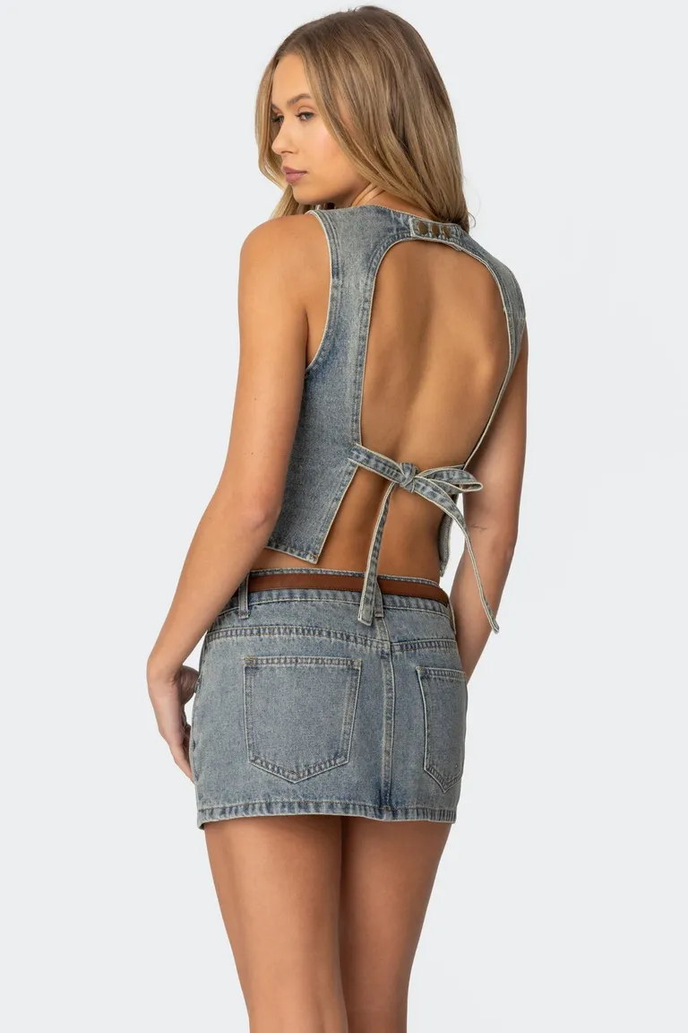 Top denim espalda descubierta quinlan de Edikted en Tops para argentina