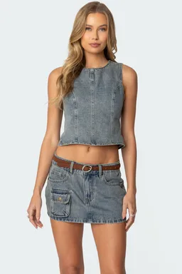 Top denim espalda descubierta quinlan de Edikted en Tops para argentina