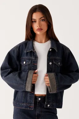 Campera back again denim oversize marrón de Peppermayo en Chaquetas para argentina