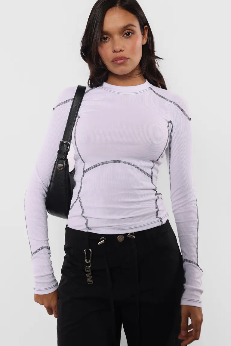 Top manga larga con recortes y bordados en gris - Elaboración artesanal de Top White en Tops para argentina