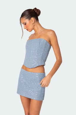 Corset denim con lentejuelas de Edikted en Tops para argentina