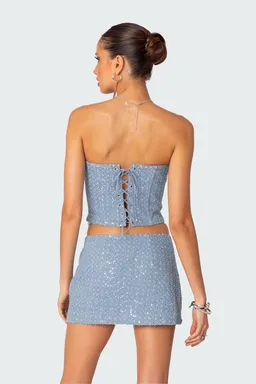 Corset denim con lentejuelas de Edikted en Tops para argentina