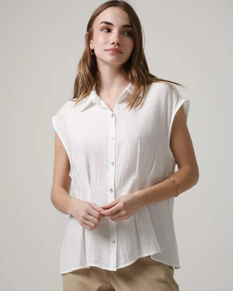 Camisa de bambula sin mangas con pinza lateral para mujer de Hesed en Camisas para argentina