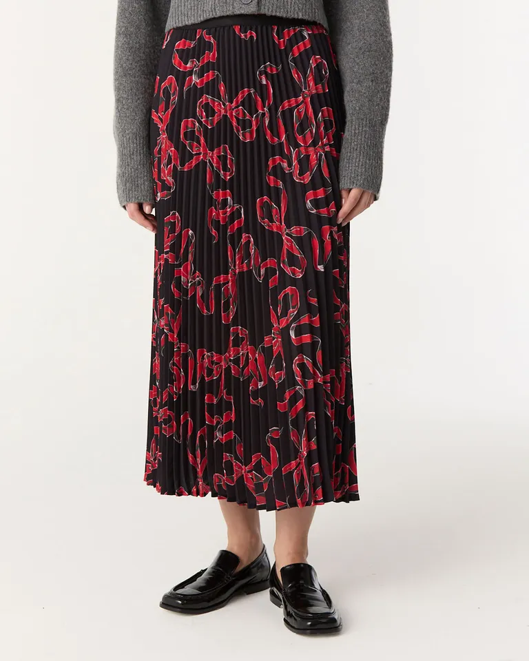 Pollera midi plisada con estampa de lazos y ajuste elástico en cintura de Furzai en Faldas para argentina