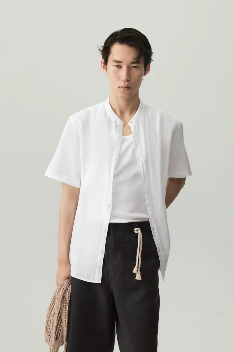 Camisa lino algodón cuello mao de Lefties en Camisas para argentina
