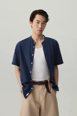 Camisa lino algodón cuello mao de Lefties en Camisas para argentina