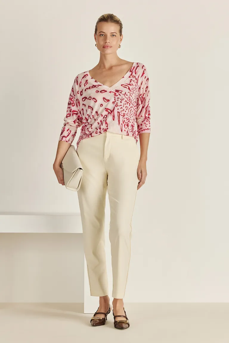 Exclusivo sweater estampado de viscosa con escote pronunciado para un look sofisticado de Tucci en Buzos y Sweaters para argentina