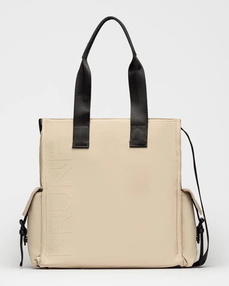Cartera al hombro flight en nylon beige con estampado xl del logo de Prüne en Bolsos y Carteras para argentina