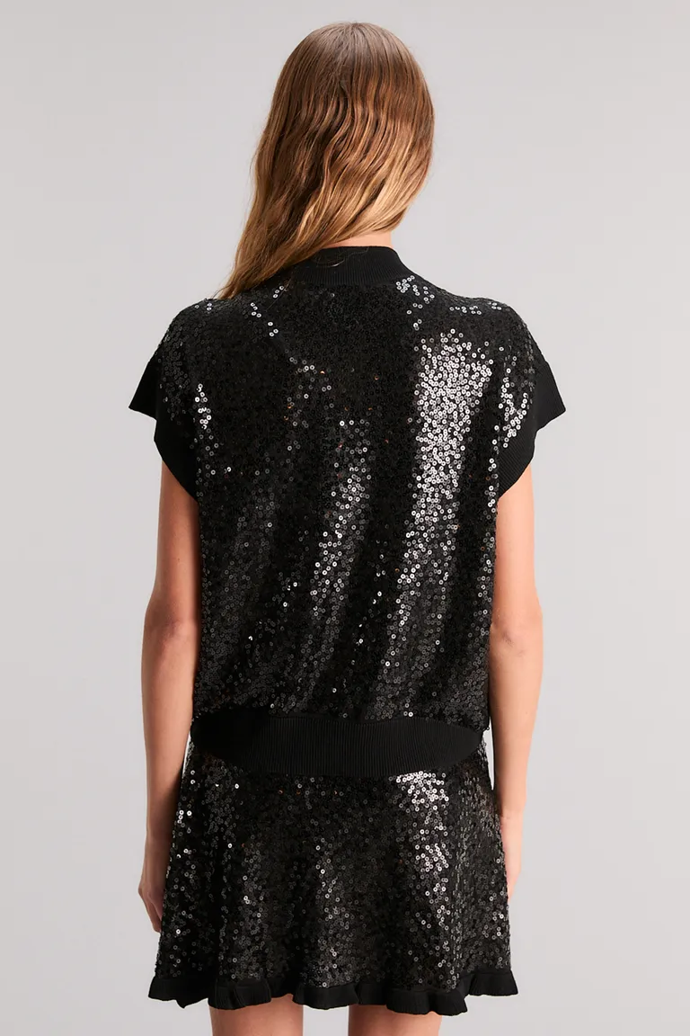 Chaleco icy de diseño oversize con detalles de lentejuelas en toda la prenda de Kosiuko en Chalecos para argentina