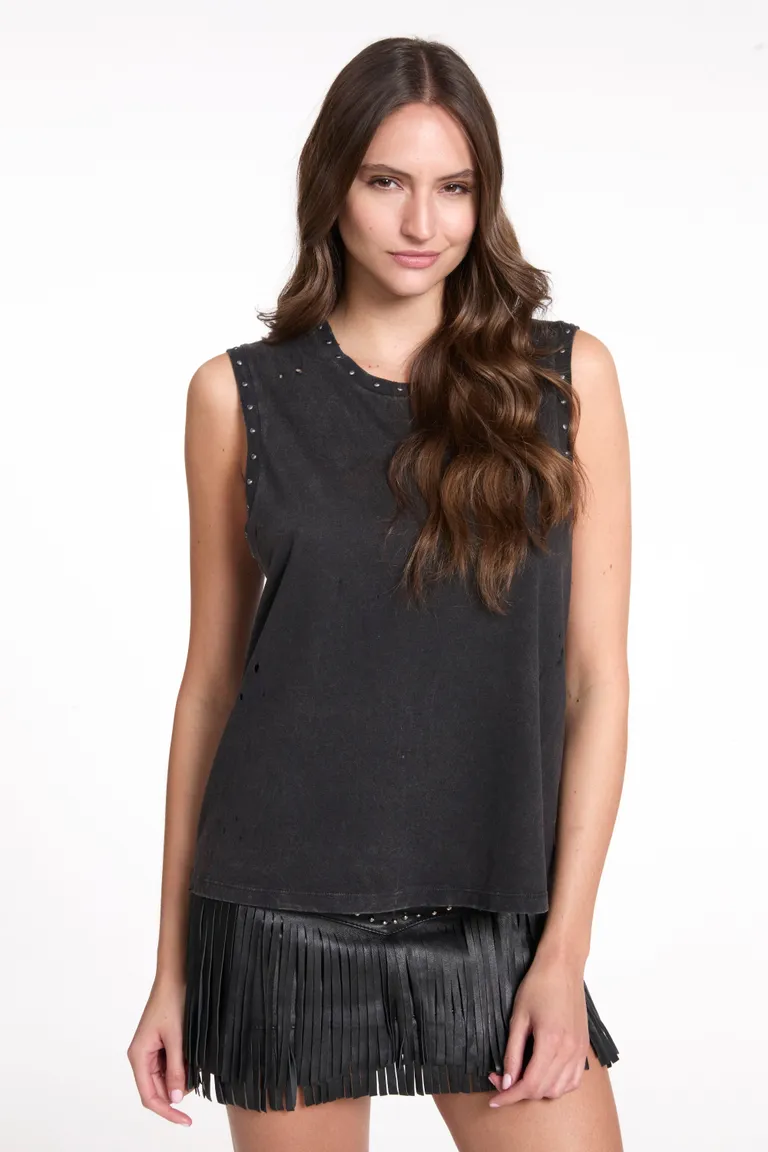 Remera musculosa de algodón con detalles en negro de Justaosadia en Remeras para argentina