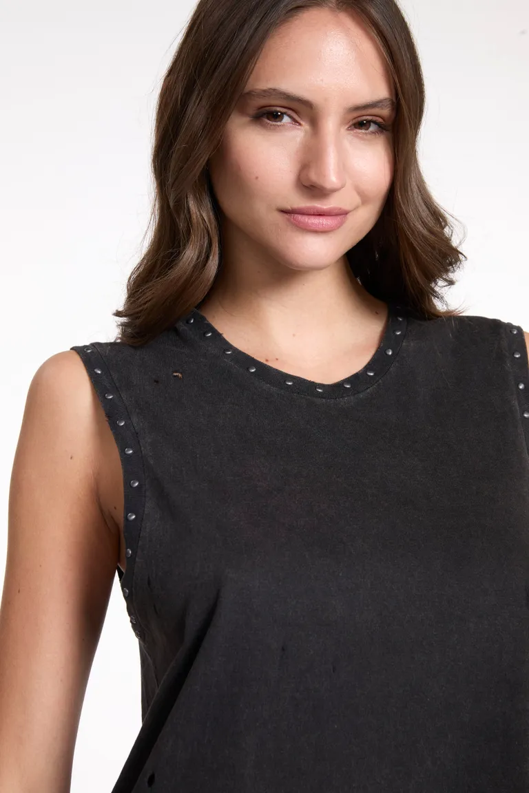 Remera musculosa de algodón con detalles en negro de Justaosadia en Remeras para argentina