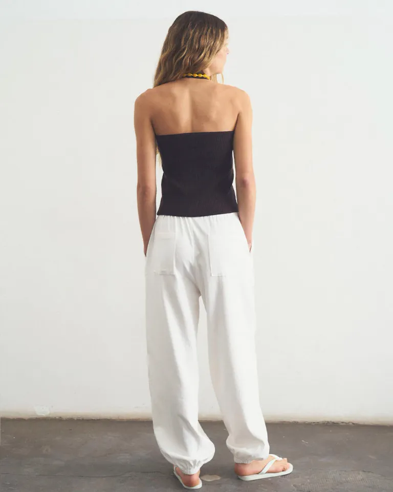 Pantalón balloon de tiro medio en lino con bolsillos y elástico en la cintura de Sky en Pantalones para argentina