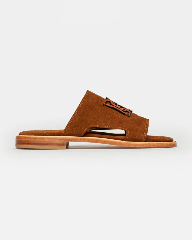 Sandalias de cuero gamuzado con logo calado y plantilla confort de Prüne en Sandalias para argentina