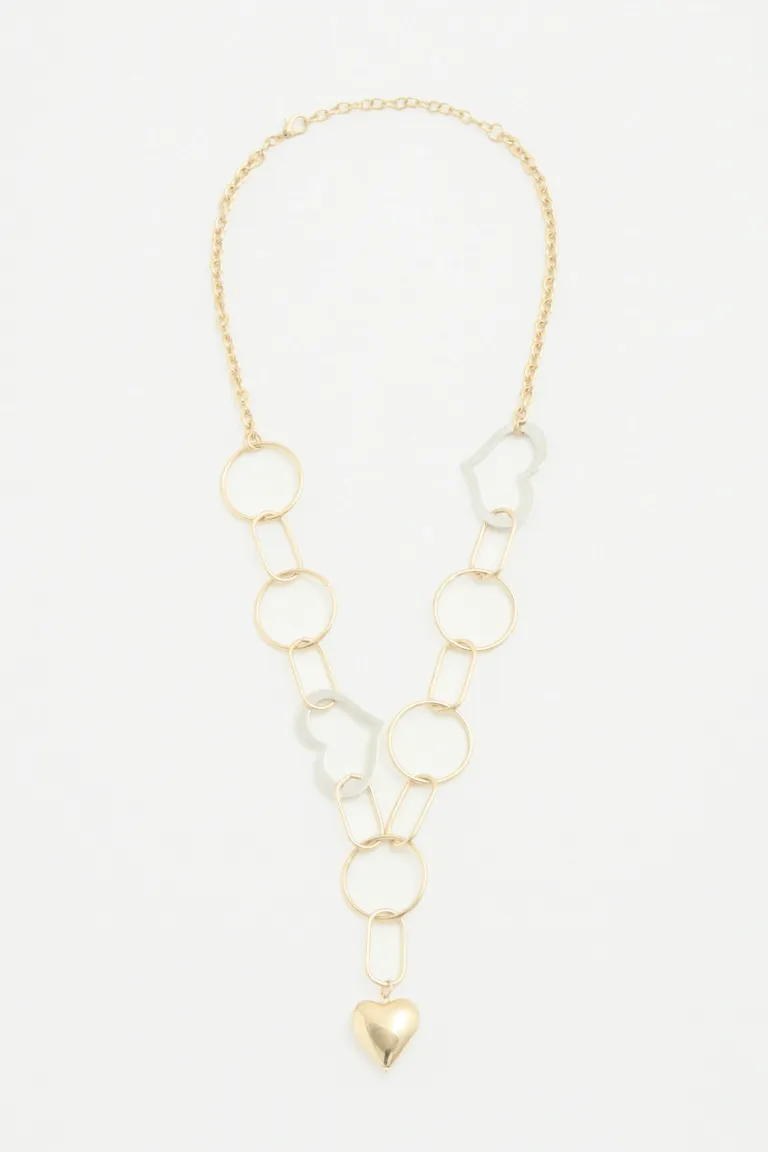 Collar con cadena y dije corazón con detalles múltiples y cadena extensible de Rapsodia en Bijouterie para argentina