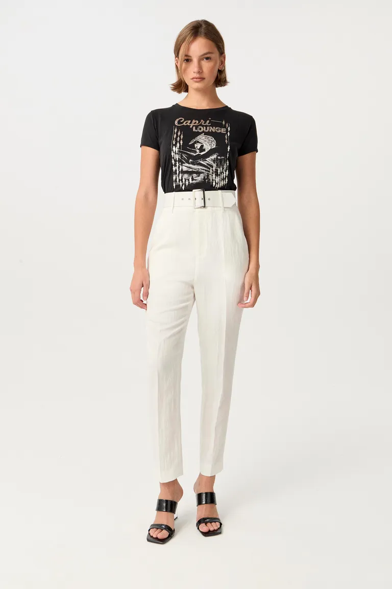 Remera de cupro de corte ajustado con estampado central de detalles metálicos de Markova en Remeras para argentina