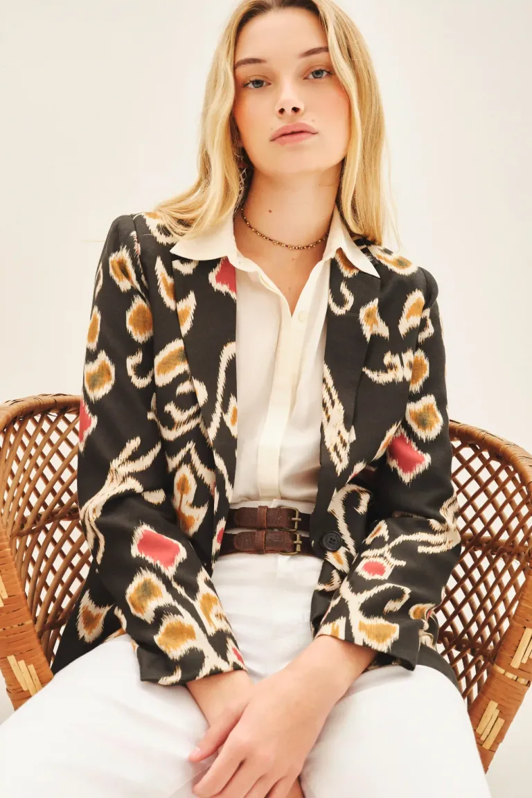 Blazer estampado de seda y viscosa para un look fresco y elegante de Rapsodia en Blazers para argentina