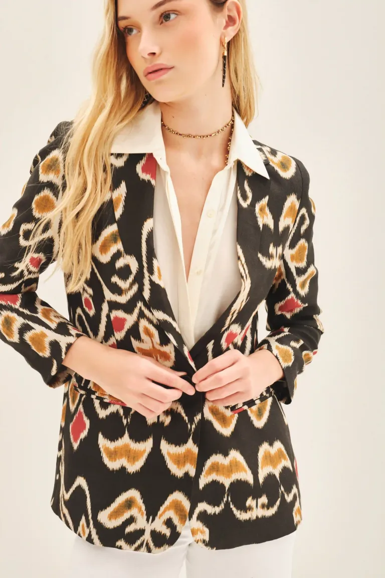 Blazer estampado de seda y viscosa para un look fresco y elegante de Rapsodia en Blazers para argentina