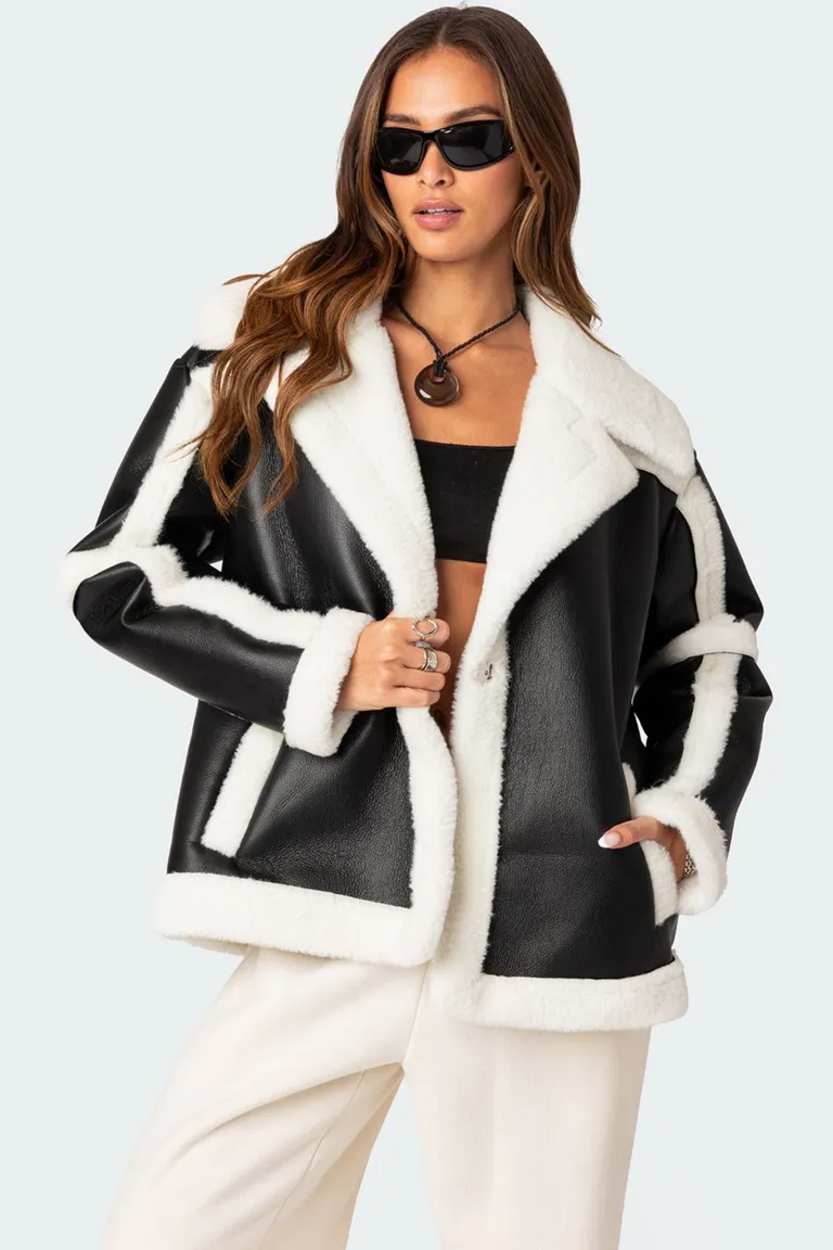 Rocki chaqueta shearling cuero sintético oversize de Edikted en Chaquetas para argentina