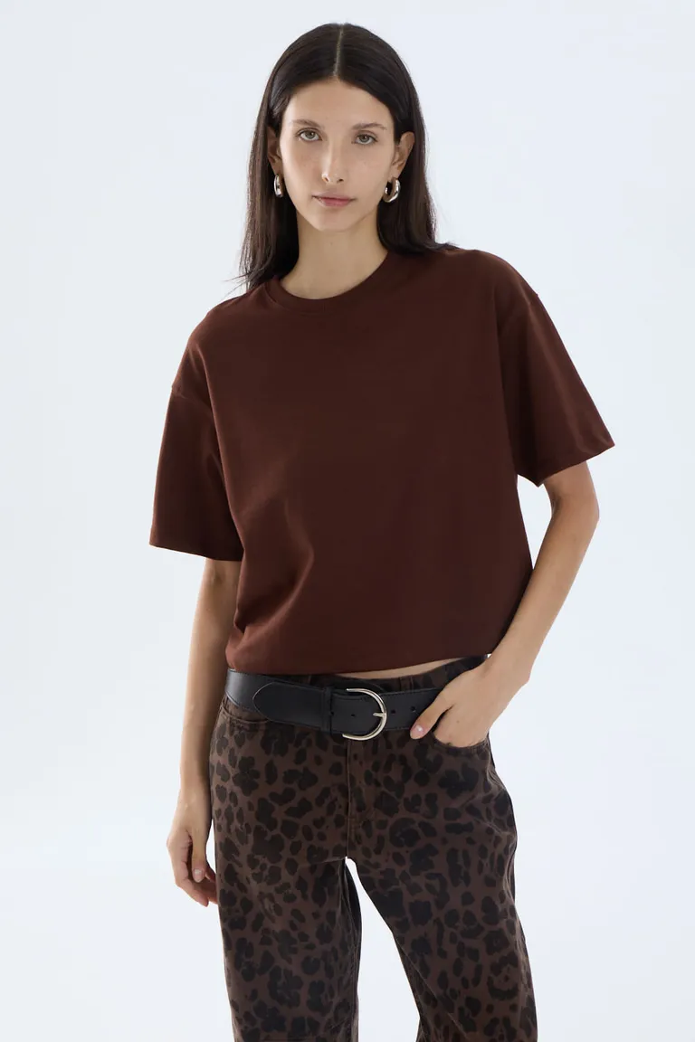 Remera de mujer cuello redondo manga corta con calce básico holgado de Portsaid en Remeras para argentina