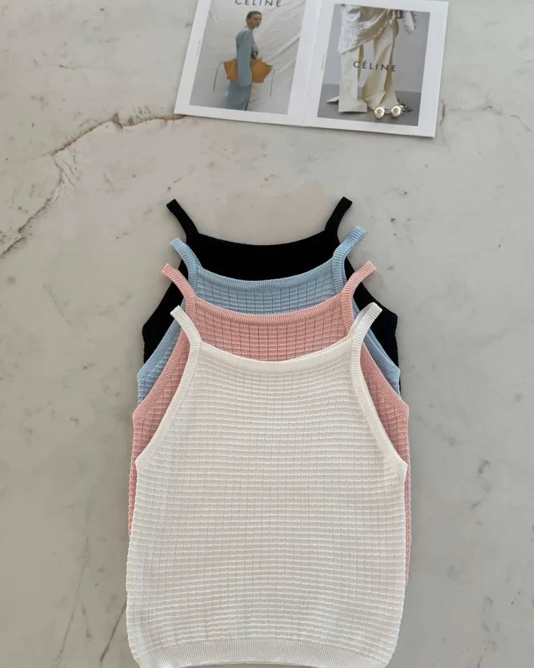 Musculosa de hilo y lycra con diseño de trenzado en la parte superior de Hesed en Tops para argentina