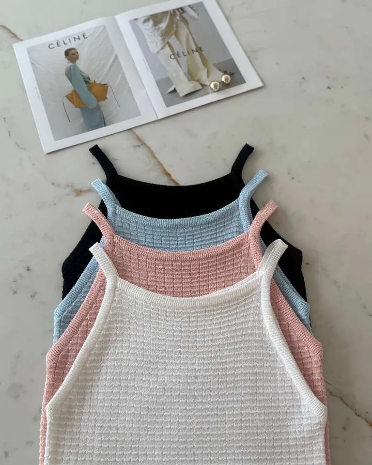 Musculosa de hilo y lycra con diseño de trenzado en la parte superior de Hesed en Tops para argentina