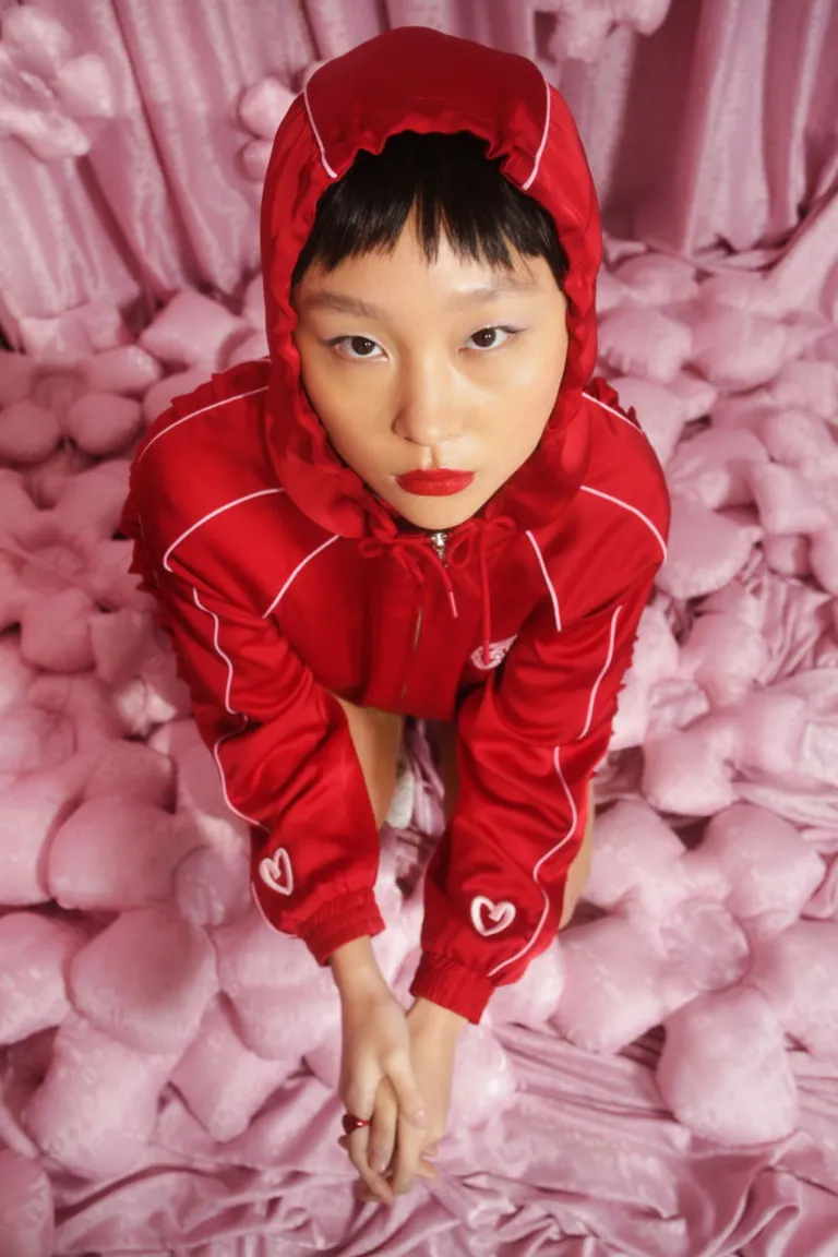 Campera de tela satinada con capucha y bordados exclusivos de diseño fantasy de Las Pepas en Chaquetas para argentina